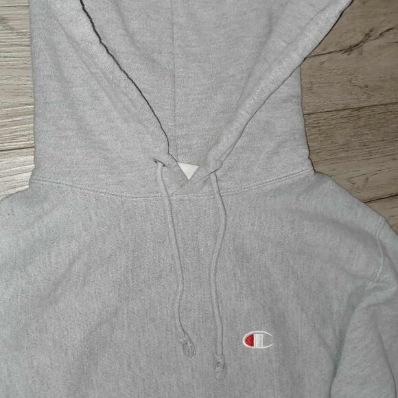 Men's Champion White Reverse Weave Small Hoodie Inside Fleece - Picture 2 of 6